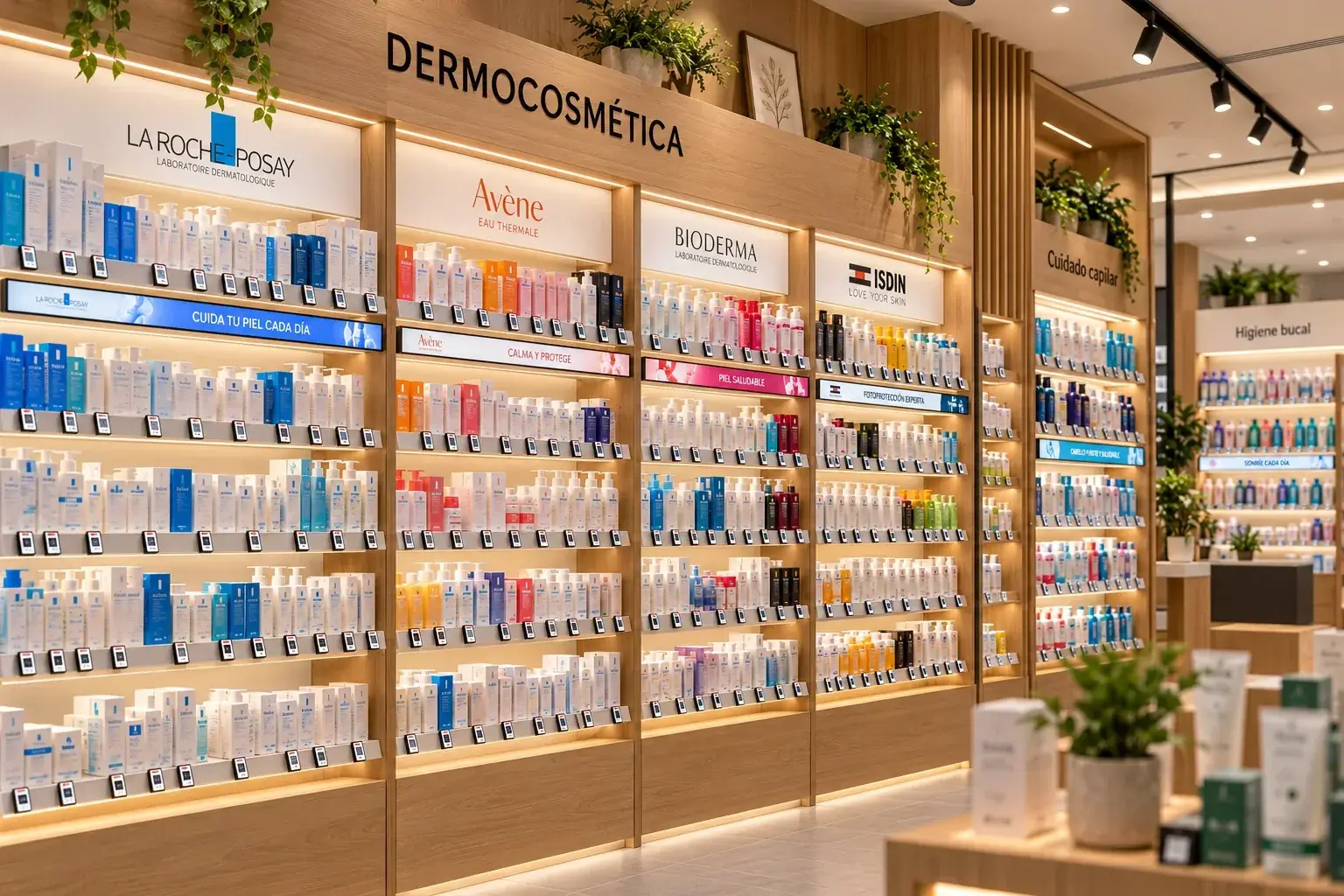 Lineal de dermocosmètica amb etiquetes electròniques